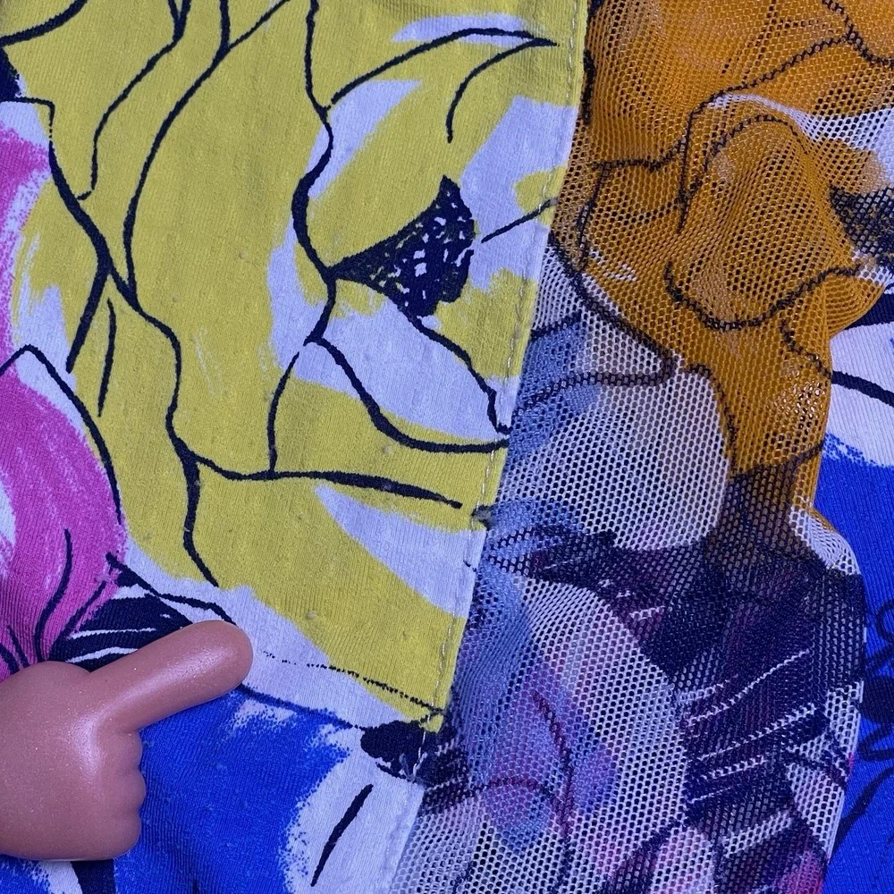 IBKUL Women's XL Blue Pink Orange Medeline Long Sleeve Mock Neck Floral - Picture 10 of 10